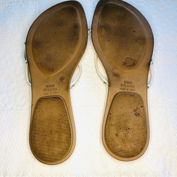Sanabella Sandal White Silver Sequin Strap Flip Flop Italian Made size 8 US 38EU - Picture 10 of 15